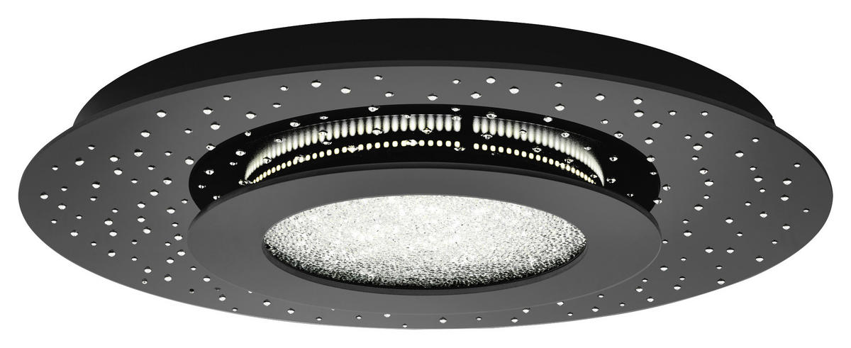Deckenleuchte echte Swarovski 24 W  50/6 cm    - Schwarz, Design, Glas/Metall (50/6cm)