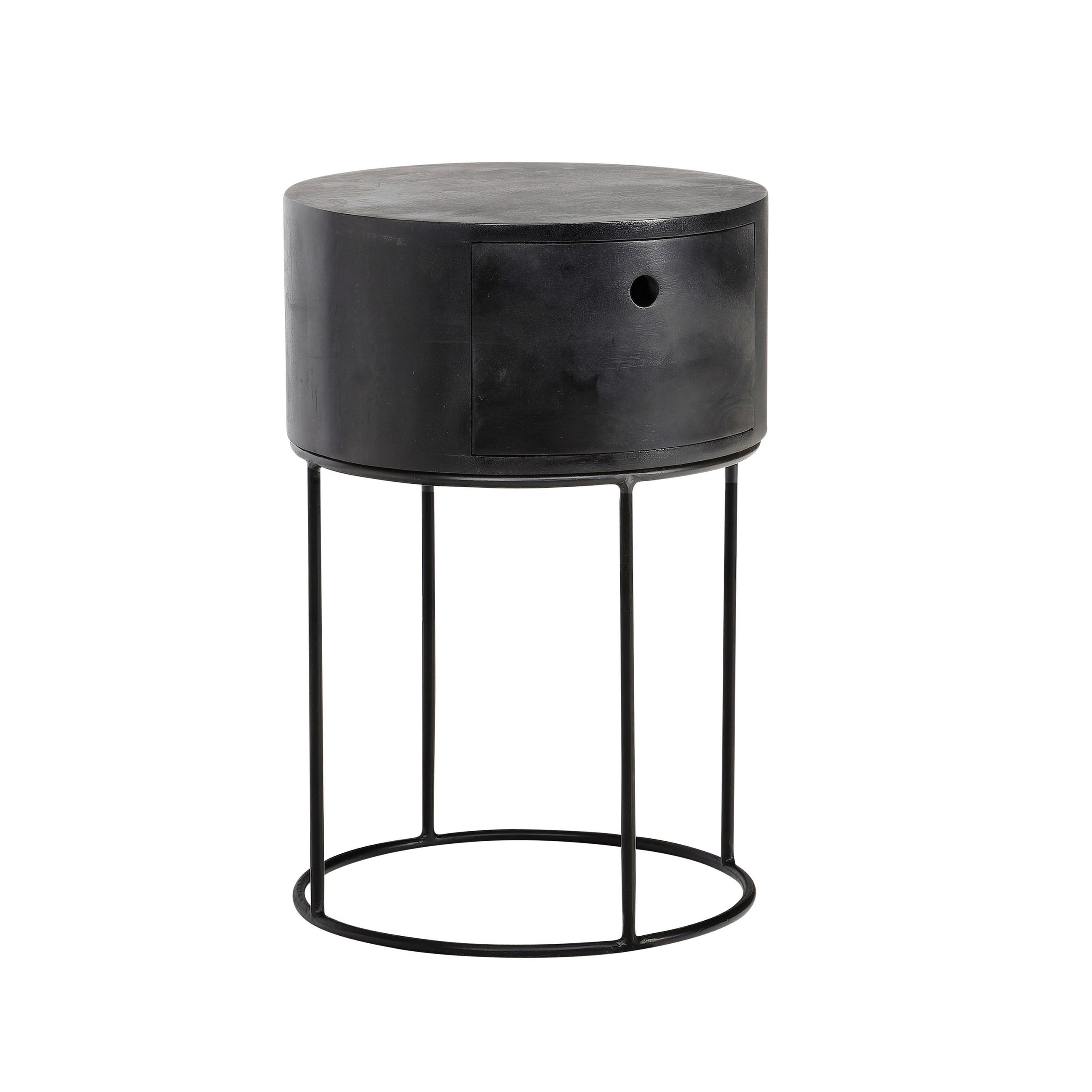 NACHTTISCH Schwarz, massiv  - Schwarz, Design, Holz/Metall (40/40/60cm) - Livetastic