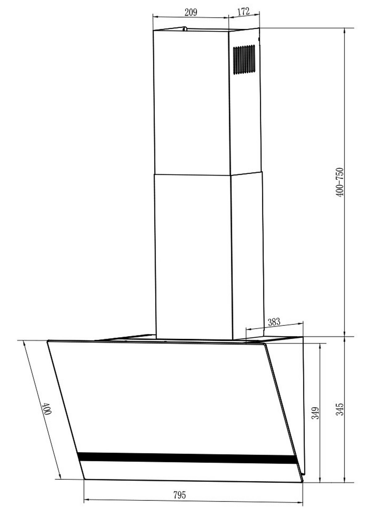 DUNSTABZUGSHAUBE CH24180W-20  - Weiß, Trend, Glas/Metall (79,5/74,5–109,5/38,3cm) - Respekta