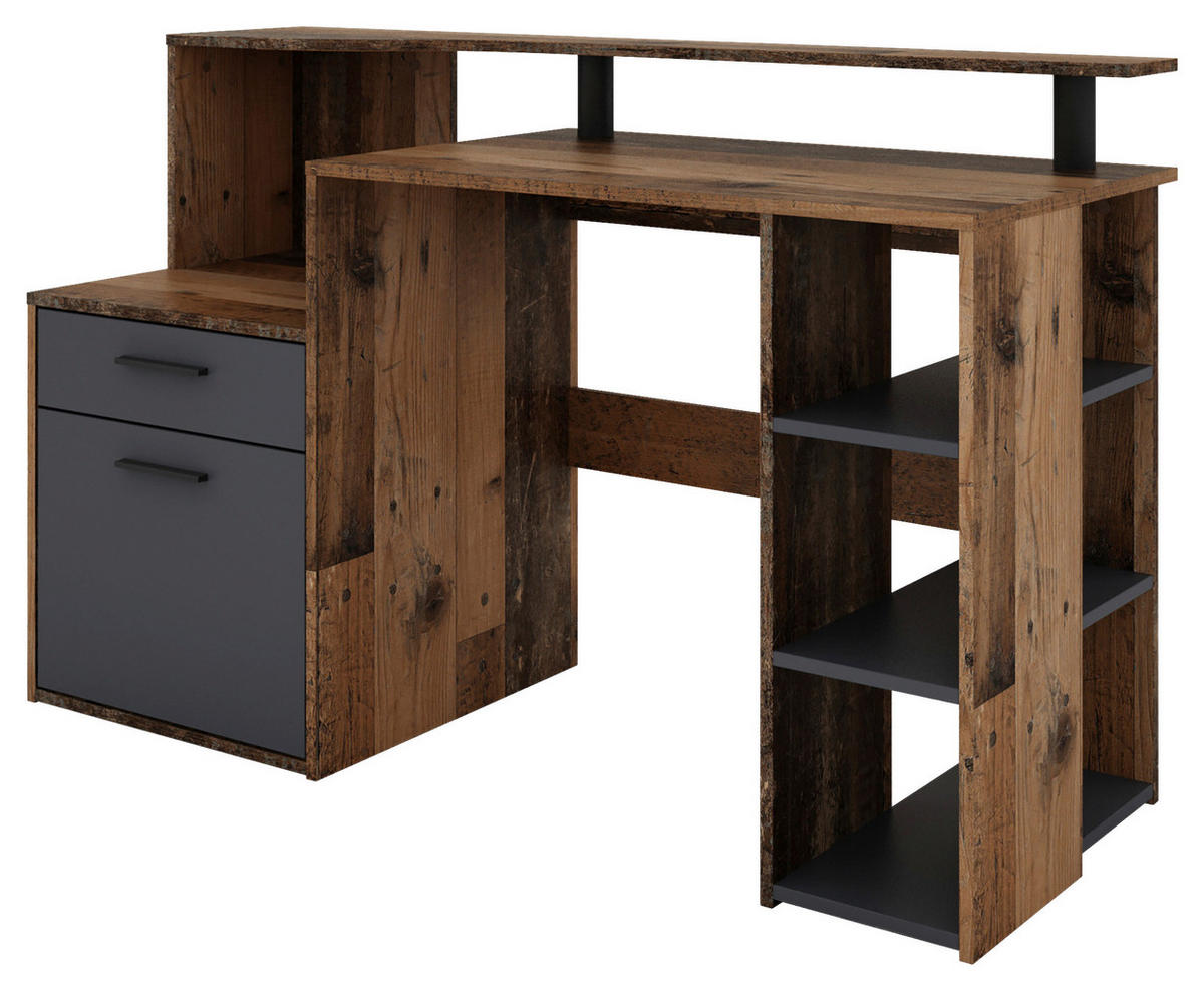 SCHREIBTISCH 140/55/89 cm  in Anthrazit, Alteiche  - Alteiche/Anthrazit, MODERN, Holzwerkstoff/Kunststoff (140/55/89cm) - MID.YOU