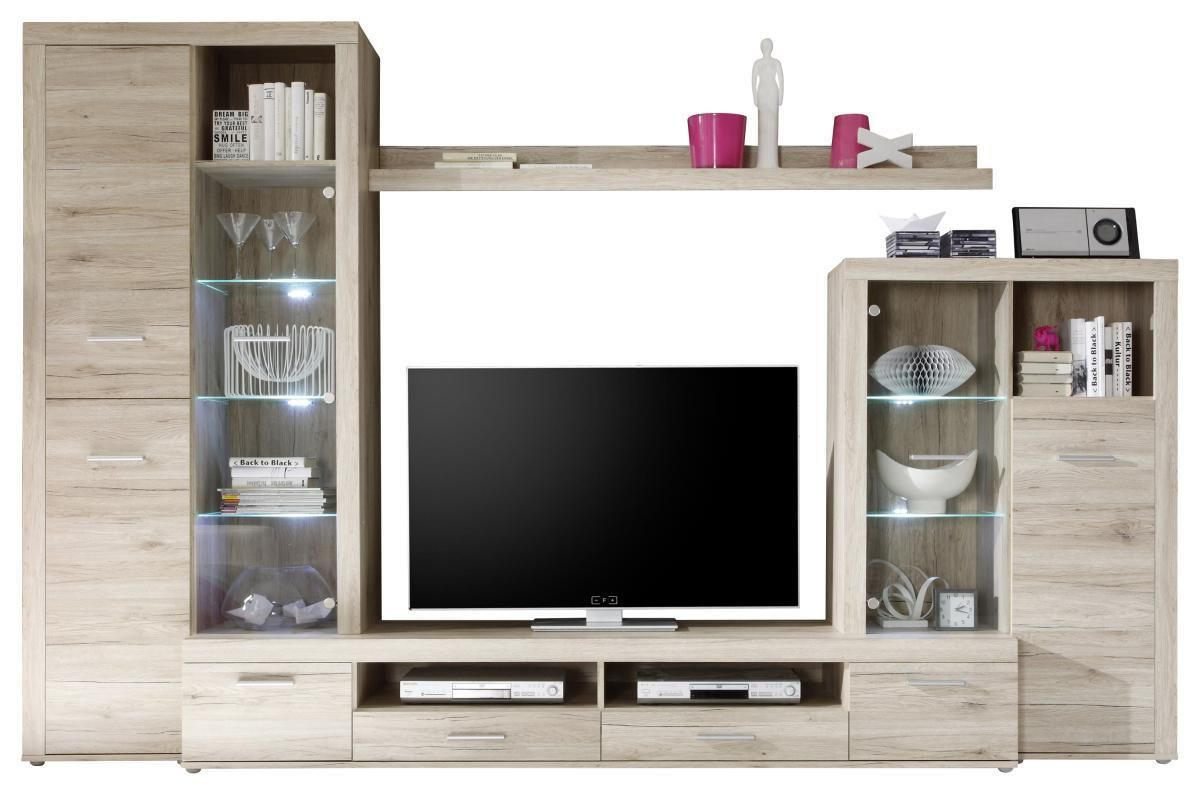 ANSAMBLU MOBILIER CAMERA DE Z in culoare lemn stejar - argintiu/culoare lemn stejar, Design, plastic/sticlă (310/204/46cm) - Carryhome