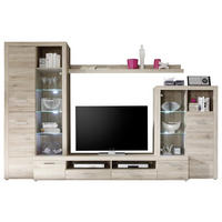 ANSAMBLU MOBILIER CAMERA DE Z in culoare lemn stejar  - argintiu/culoare lemn stejar, Design, plastic/sticlă (310/204/46cm) - Carryhome