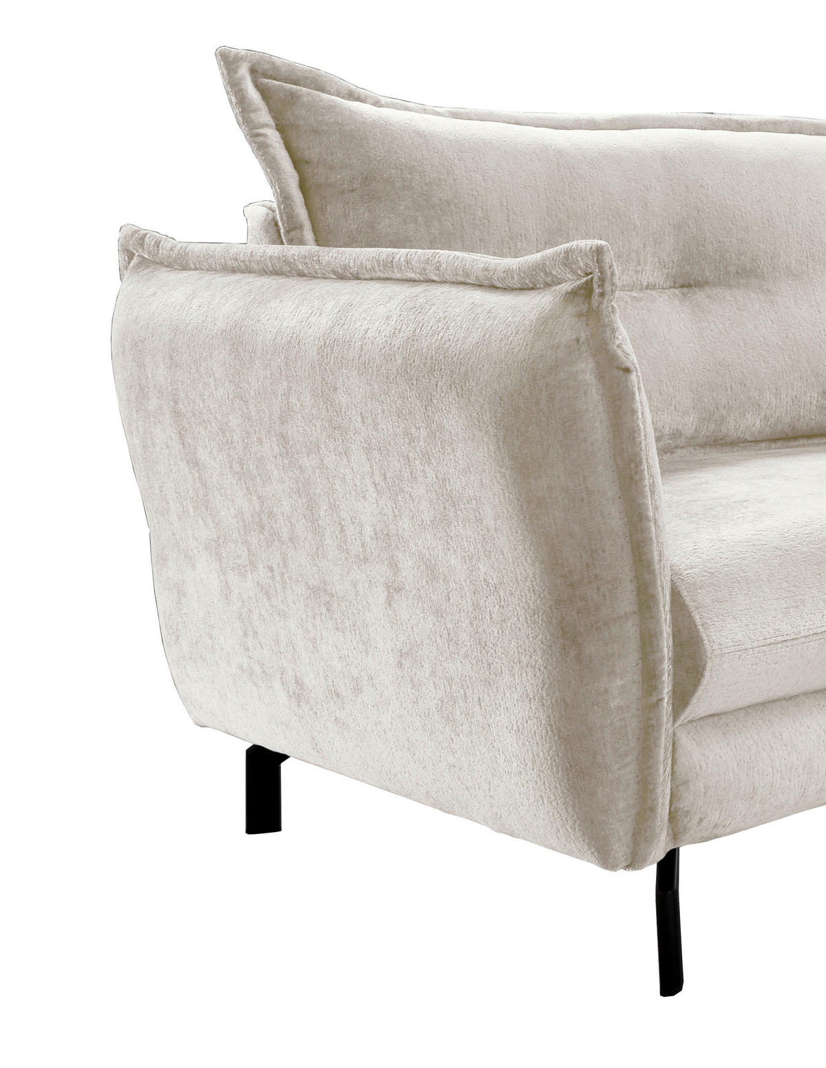 ECKSOFA in Webstoff Weiß   - Hellbraun/Schwarz, Design, Textil/Metall (257/97/257cm) - Livetastic