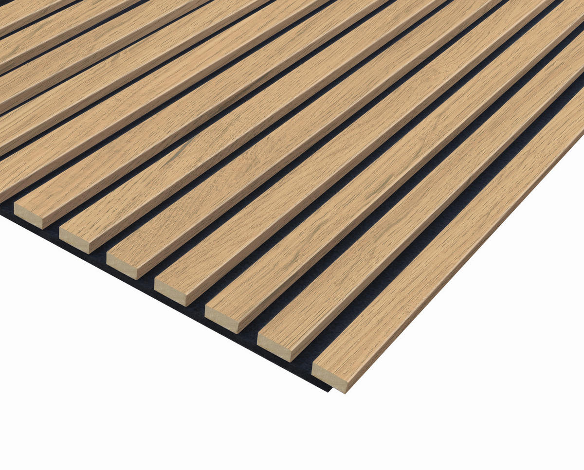 AKUSTIKPANEEL Eiche Mittel 3-seitig foliert Eichefarben 57.25/1.9/267 cm  - Eichefarben, KONVENTIONELL, Holzwerkstoff/Textil (57.25/1.9/267cm)