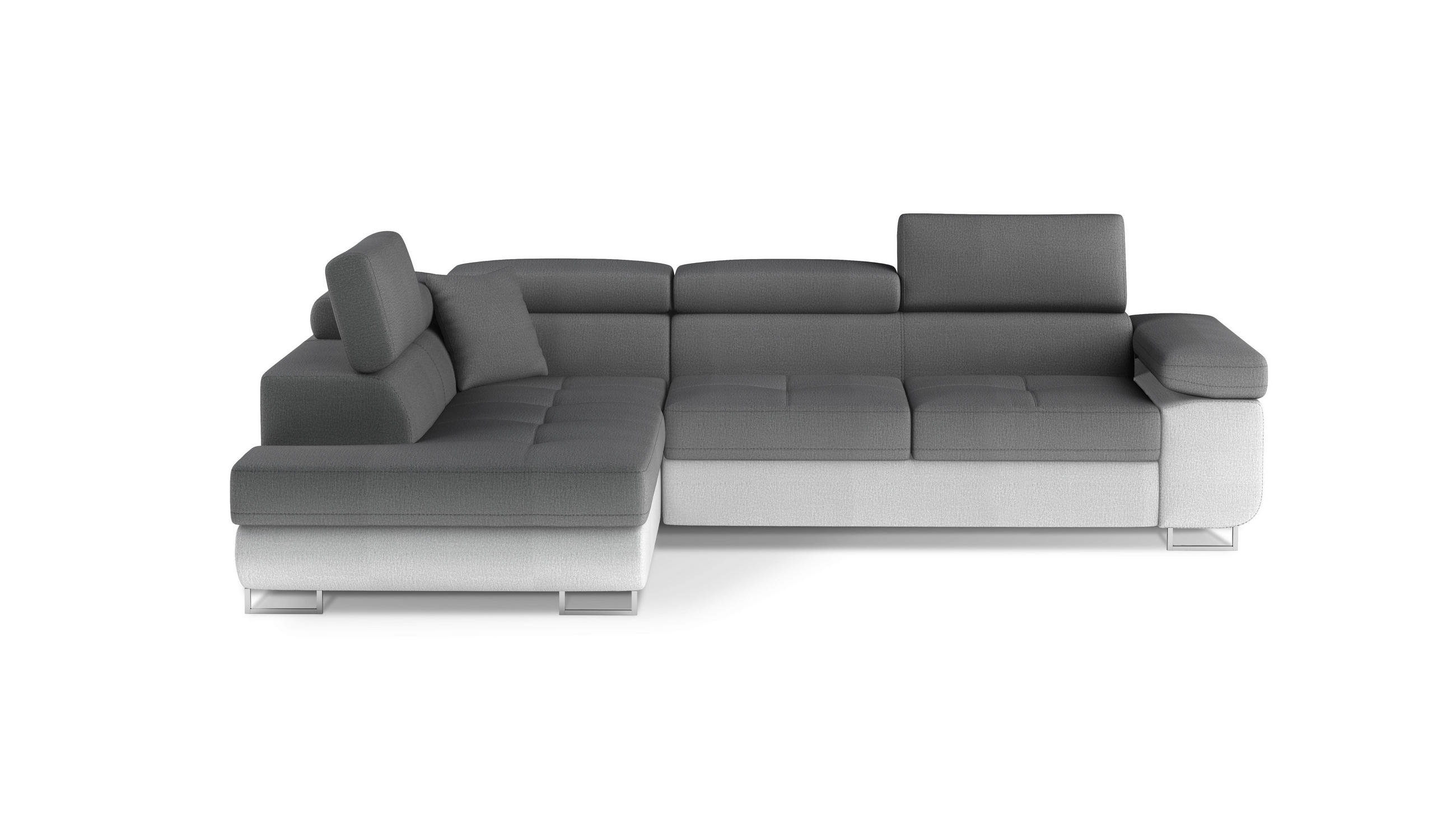 ECKSOFA Grau, Hellgrau Textilgeflecht  - Chromfarben/Hellgrau, Design, Textil/Metall (203/272cm) - MID.YOU
