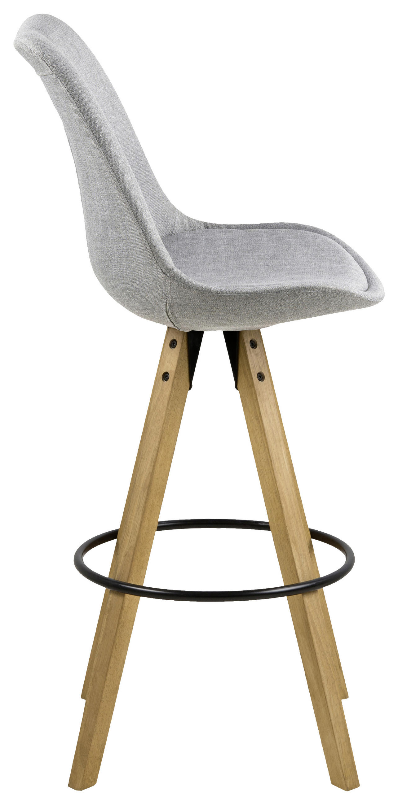 Thumbnail - Carryhome Barhocker, Hellgrau, Textil, Kautschukholz, massiv, eckig, rund, 48x112x56 cm, Esszimmer, Barmöbel, Barhocker