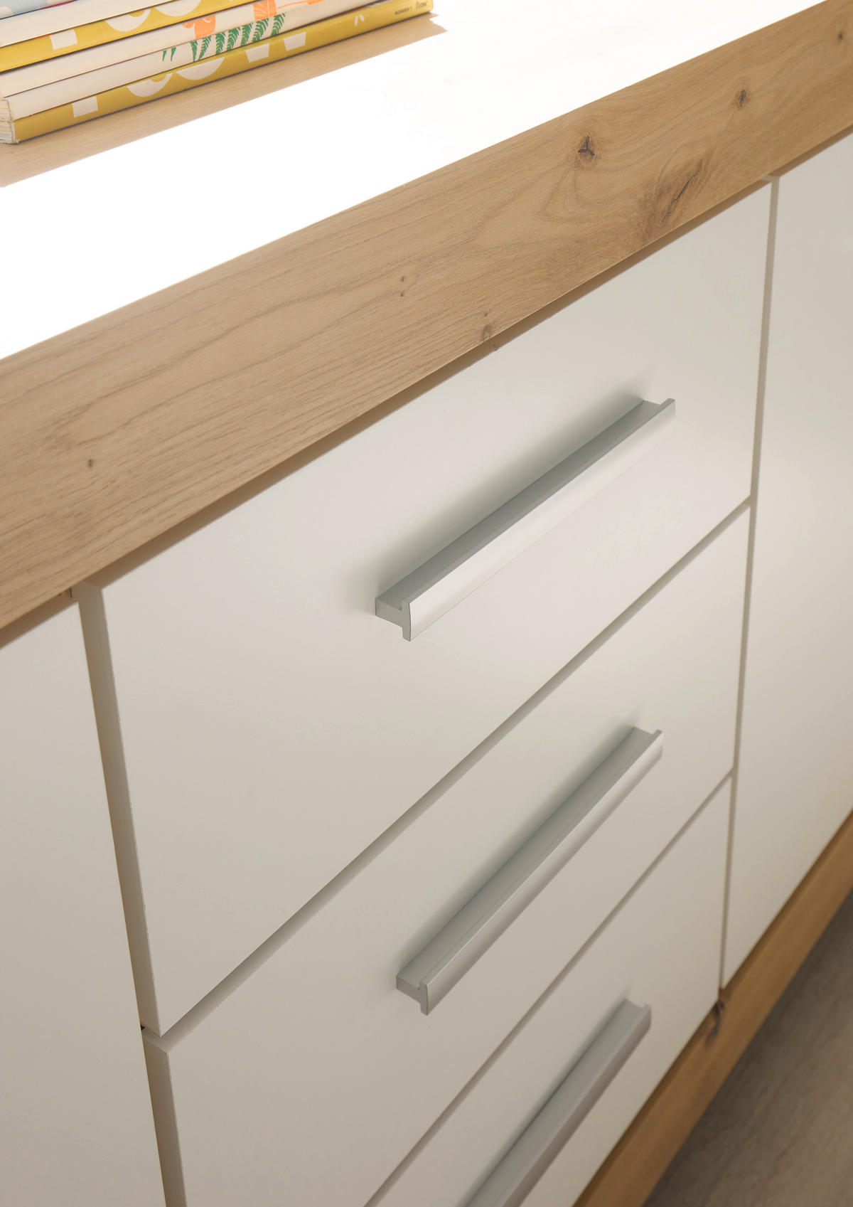 WOHNWAND  in Eiche Artisan, Weiß  325/197/45 cm  - Silberfarben/Eiche Artisan, Design, Glas/Holzwerkstoff (325/197/45cm) - MID.YOU