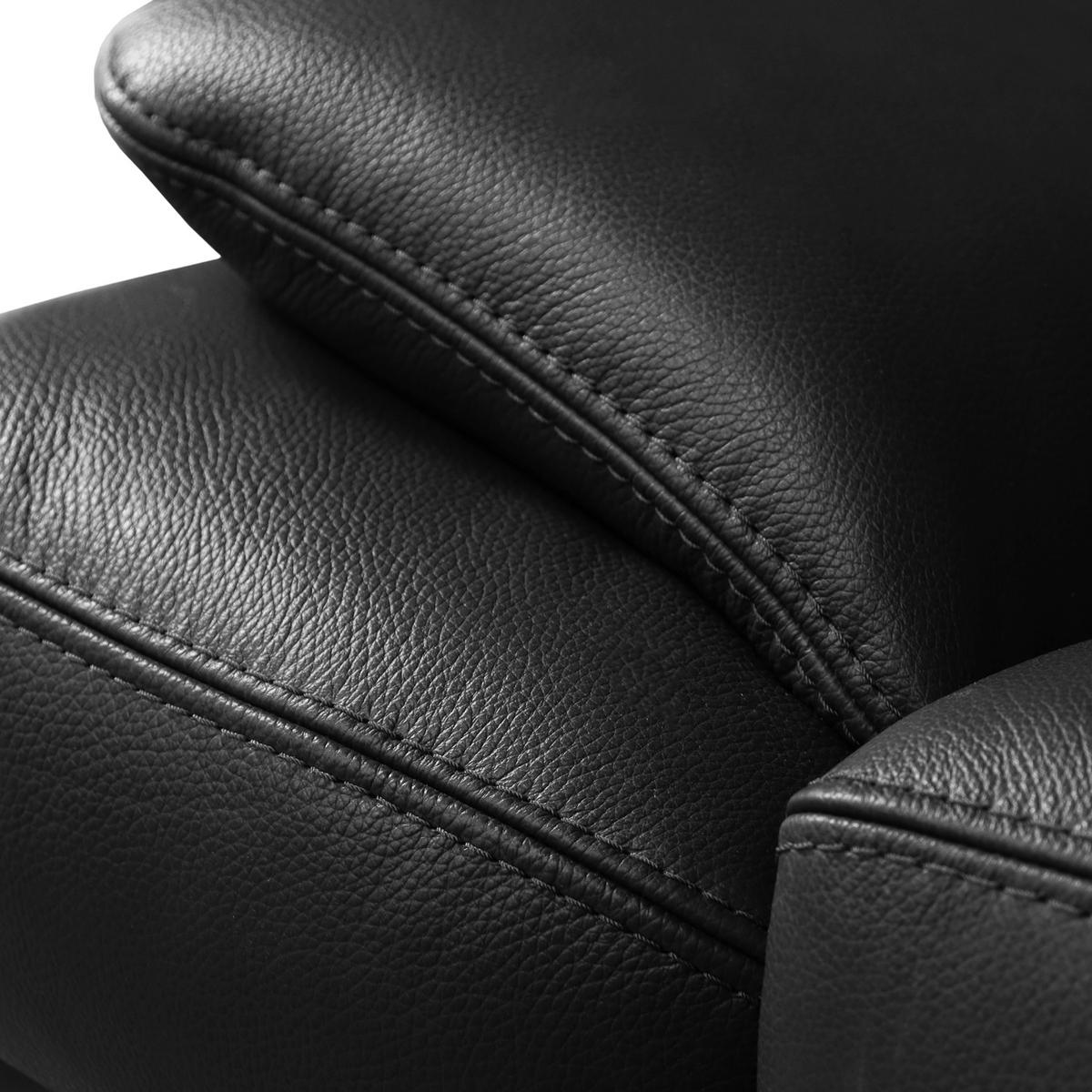 ECKSOFA Lederlook Echtleder Schwarz  - Schwarz, Design, Leder/Textil (264/211cm) - Livetastic