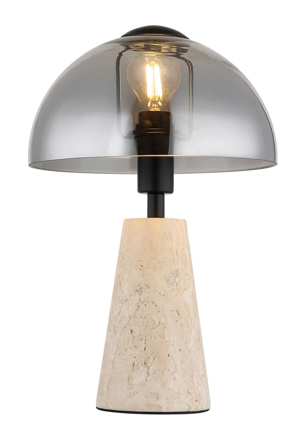 TISCHLEUCHTE 20/31 cm   - Schwarz/Grau, Design, Glas/Metall (20/31cm) - Globo