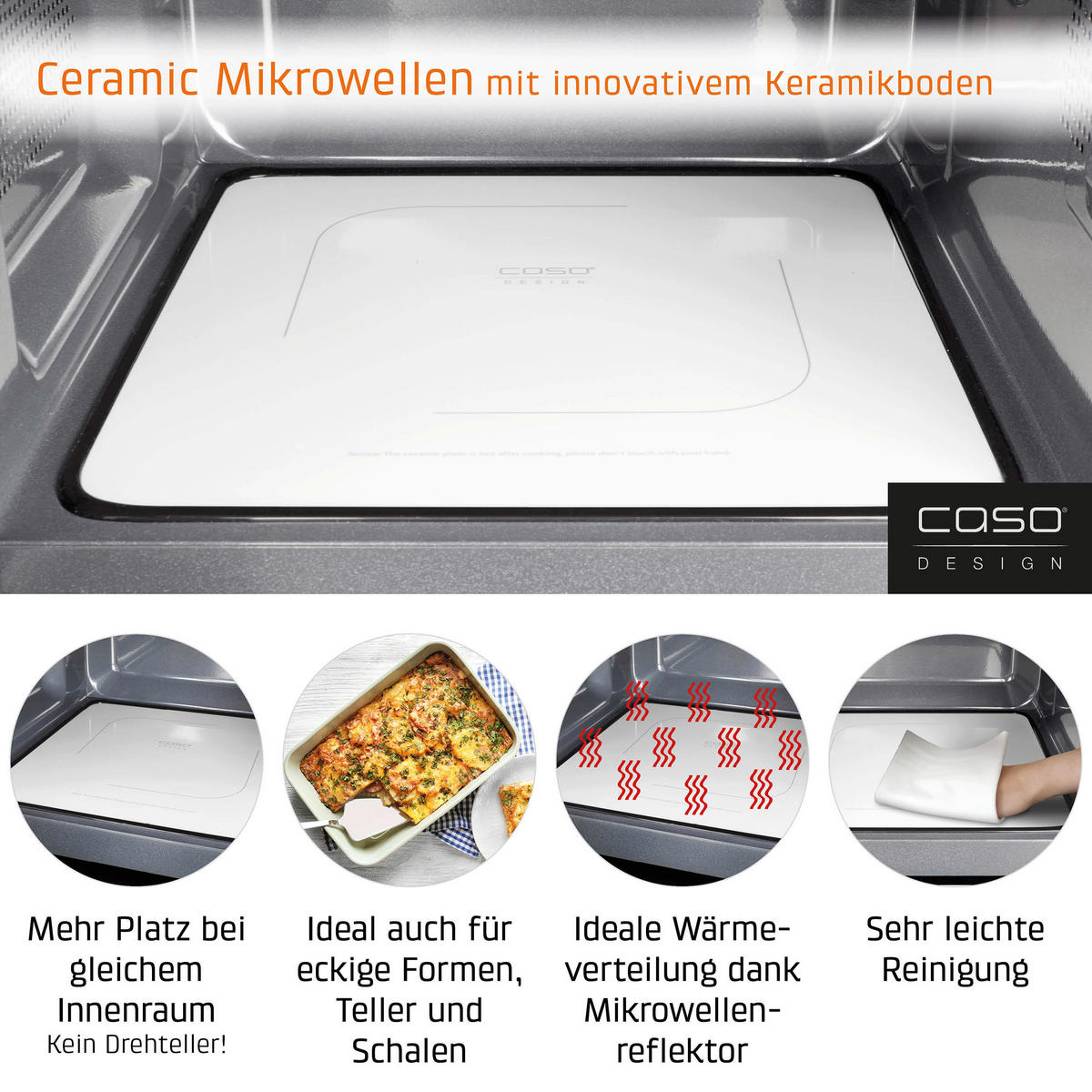 MIKROWELLE  - Silberfarben/Schwarz, Basics (46,5/27,5/40cm) - CASO Design