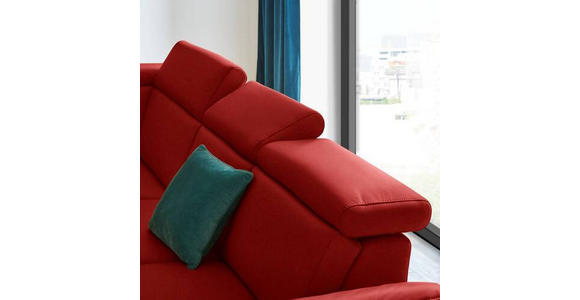 ECKSOFA in Echtleder Rot  - Rot/Schwarz, Design, Leder/Metall (239/289cm) - Cantus