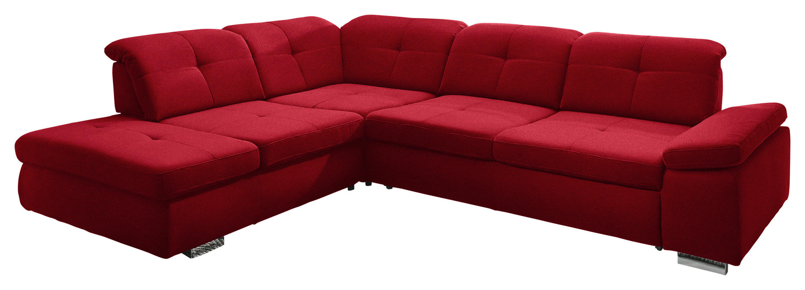 ECKSOFA  in Mikrofaser Rot  260/312 cm  - Chromfarben/Rot, Design, Textil/Metall (260/312cm) - Beldomo Style