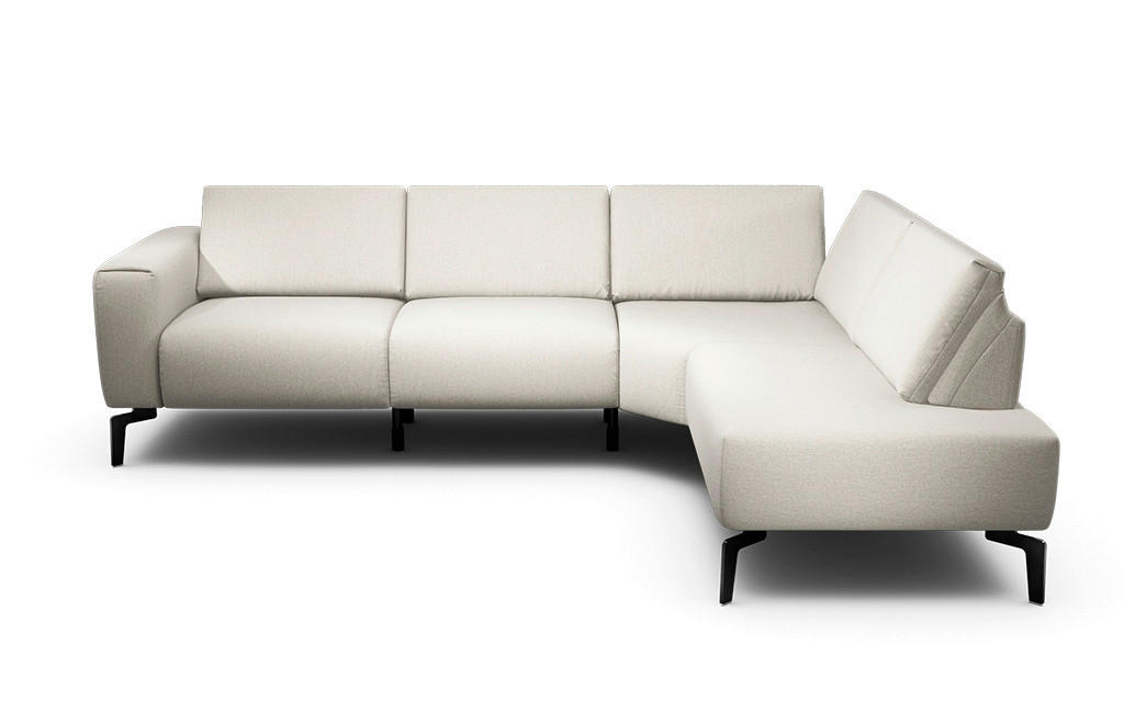 ECKSOFA Cosy Naturfarben Samt  - Schwarz/Naturfarben, Design, Textil/Metall (256/193cm) - SENSOO