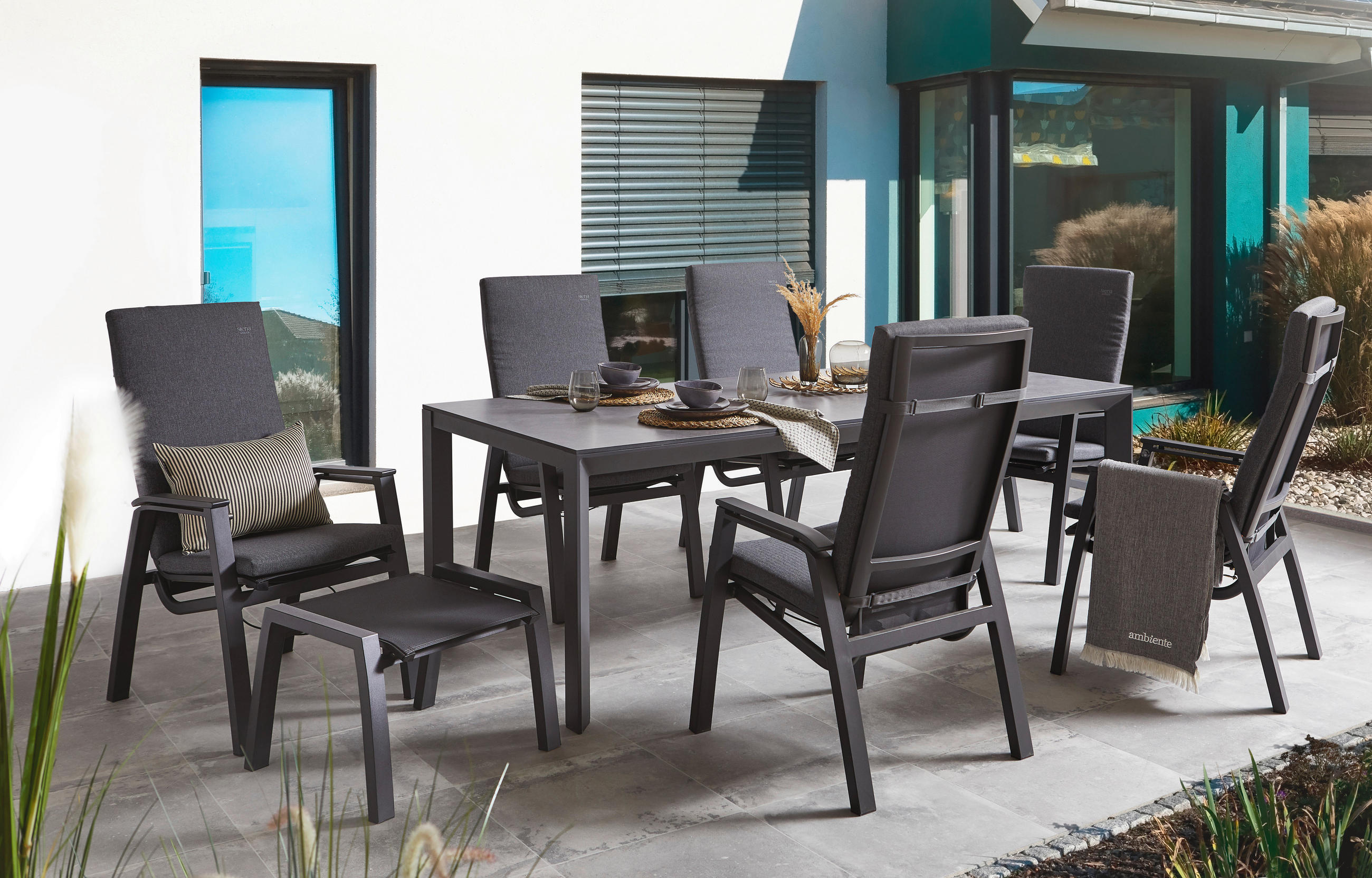 GARTENTISCH 220/100/75 cm Metall, Kunststoff rechteckig  - Anthrazit/Grau, Design, Kunststoff/Metall (220/100/75cm) - Amatio