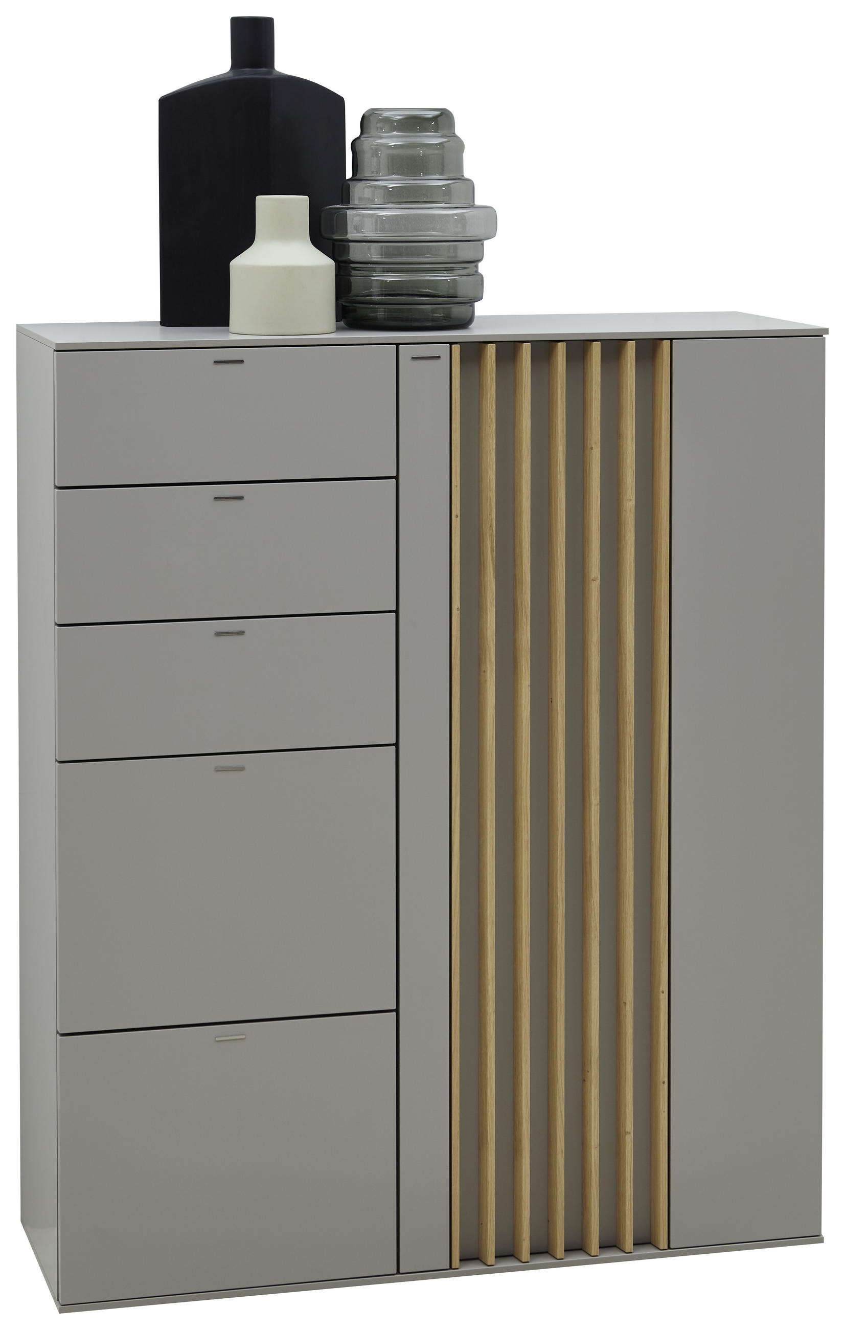 HIGHBOARD Wildeiche furniert Grau, Eichefarben  - Eichefarben/Schwarz, Design, Holz/Holzwerkstoff (105/128/37cm) - Ambiente