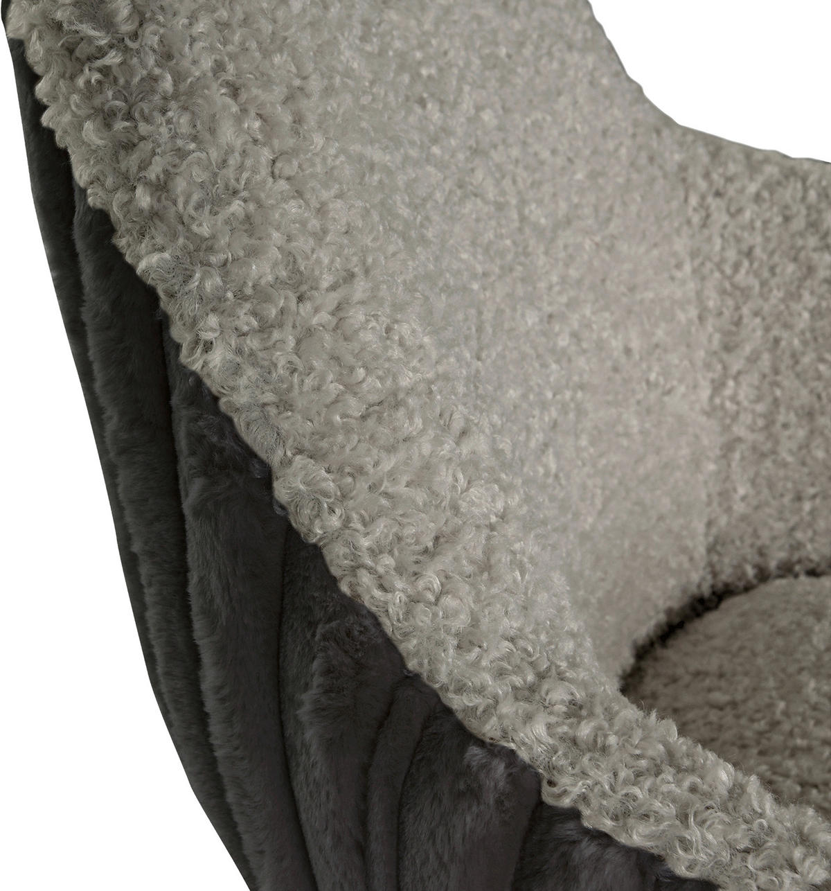 ARMLEHNSTUHL  in Eisen Teddystoff, Plüsch  - Hellgrau/Schwarz, LIFESTYLE, Textil/Metall (65/68/90cm) - home24