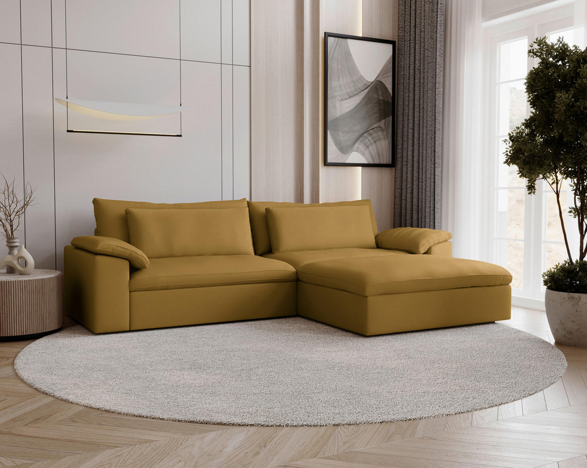 ECKSOFA  Webstoff Currygelb  - Currygelb/Schwarz, Modern, Kunststoff/Textil (306/198cm) - Carryhome