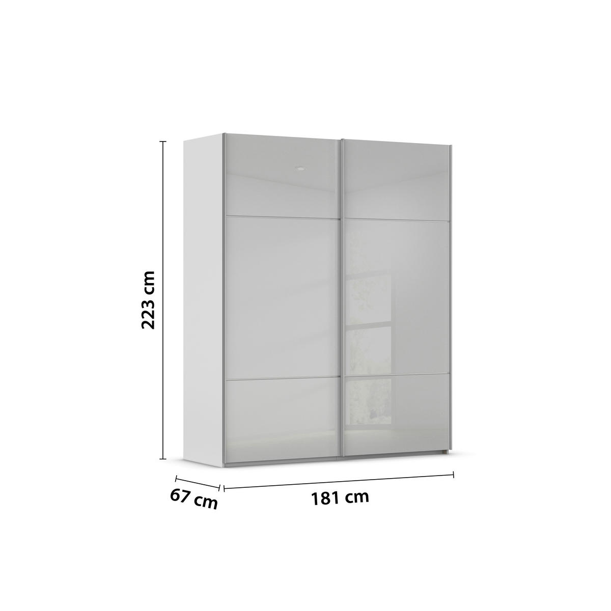 SCHWEBETÜRENSCHRANK in Grau  - Alufarben/Grau, Konventionell, Glas/Holzwerkstoff (181/223/67cm) - Novel