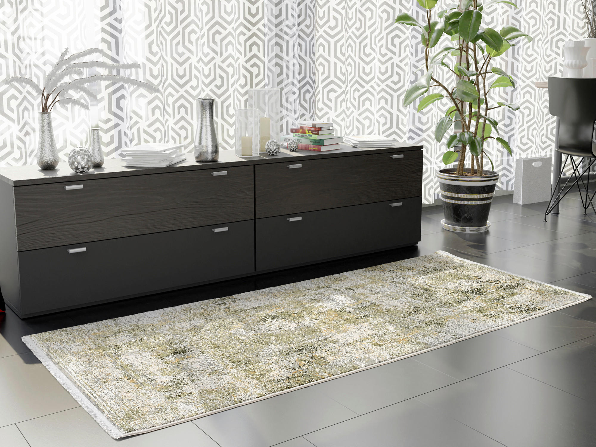 LÄUFER 80/200 cm Avignon Grau, Grün - Grau/Grün, Design, Textil (80/200cm) - Dieter Knoll