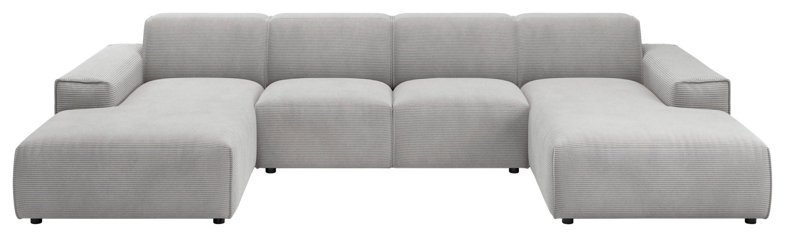 WOHNLANDSCHAFT Grau Cord  - Schwarz/Grau, MODERN, Kunststoff/Textil (189/340/189cm) - Pure Home Lifestyle