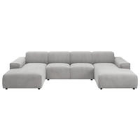 WOHNLANDSCHAFT Grau Cord  - Schwarz/Grau, MODERN, Kunststoff/Textil (189/340/189cm) - Pure Home Lifestyle