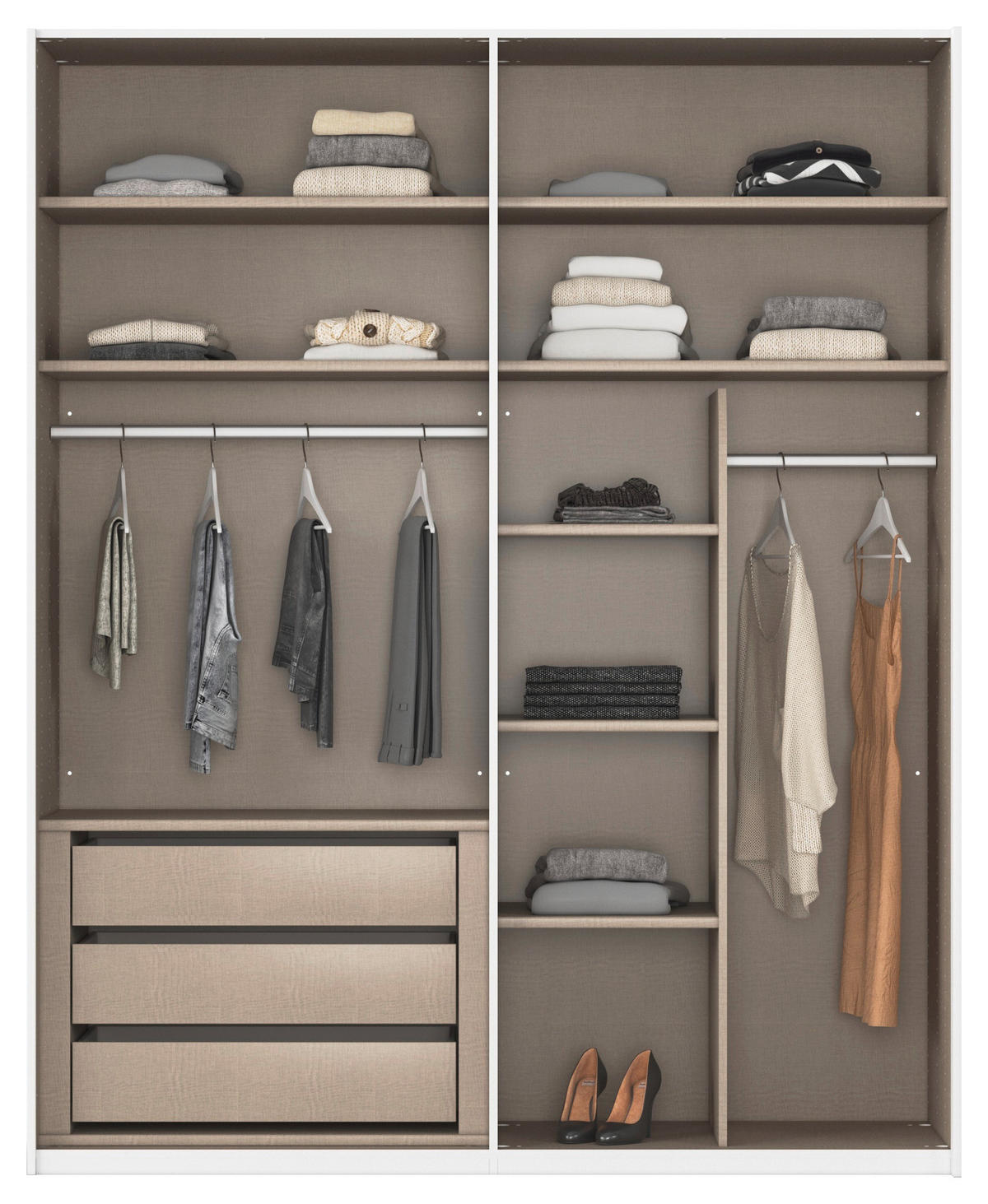 SCHWEBETÜRENSCHRANK 181/223/68 cm 2-türig Weiß  - Alufarben/Weiß, Design, Glas/Holzwerkstoff (181/223/68cm) - Xora