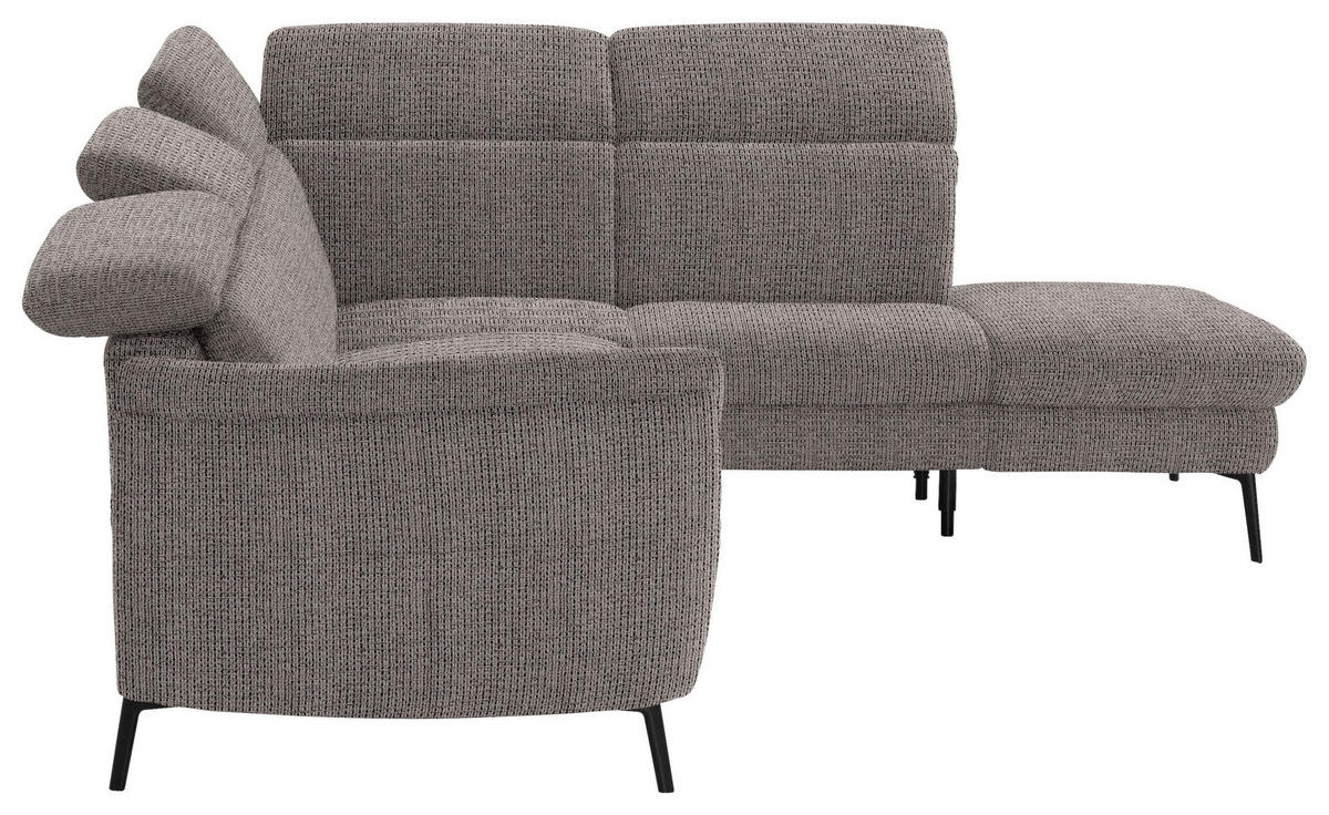 ECKSOFA in Struktur Dunkelgrau  - Dunkelgrau/Schwarz, Modern, Textil/Metall (275/235cm) - Cantus