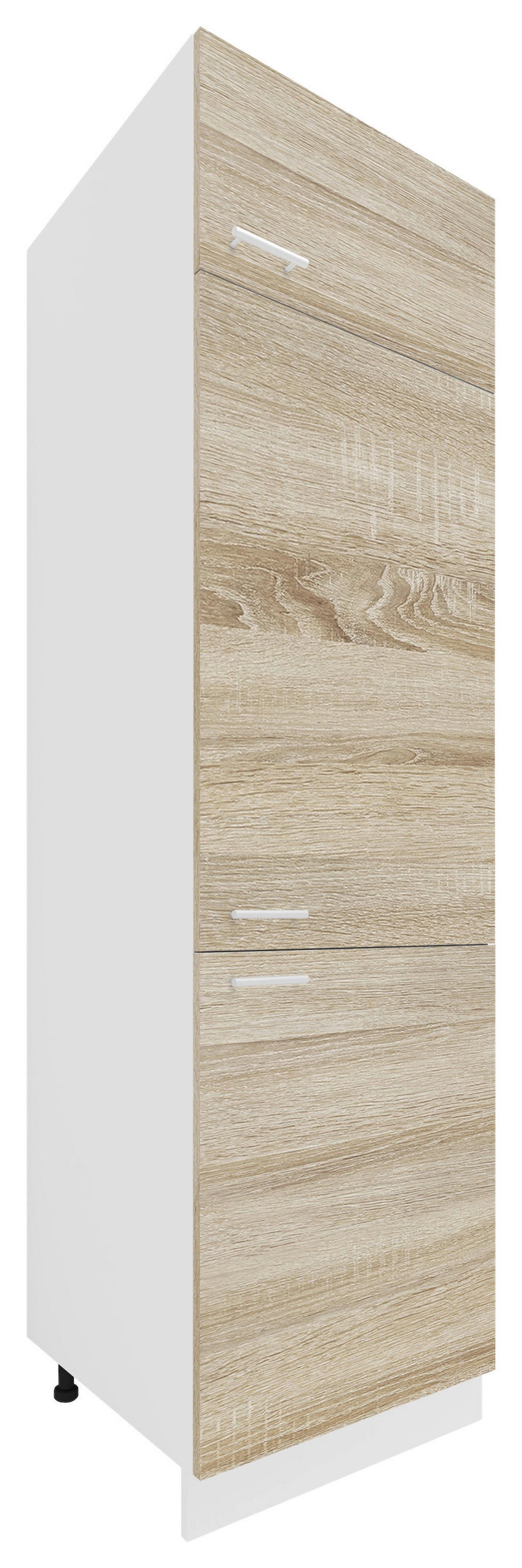 GESCHIRRSCHRANK 60/207/57 cm  in Weiß, Sonoma Eiche  - Alufarben/Weiß, KONVENTIONELL, Holzwerkstoff/Metall (60/207/57cm) - MID.YOU