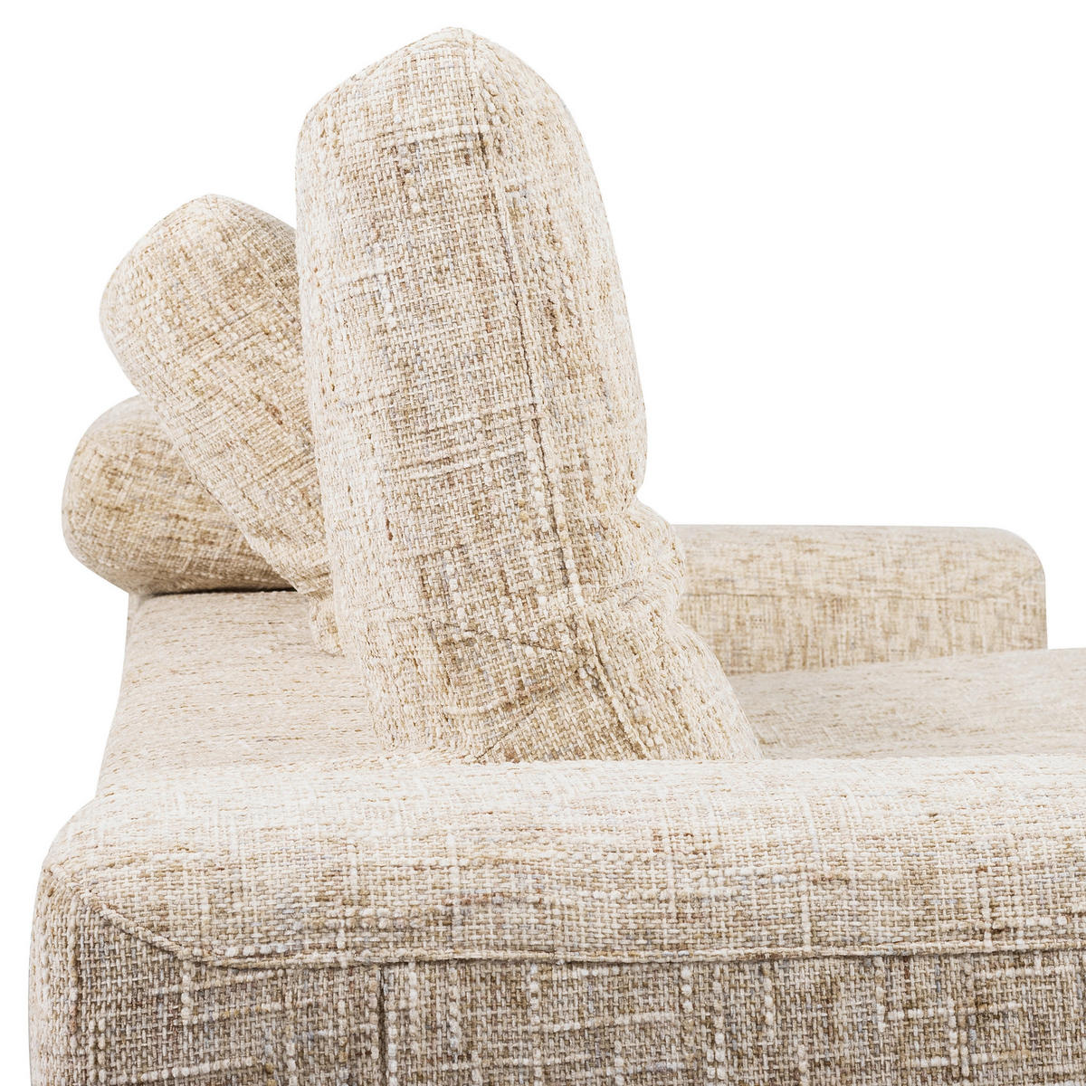ECKSOFA PORTLAND in Struktur Beige Kopfteilverstellung  187/295 cm  - Chromfarben/Beige, Design, Holz/Textil (187/295cm) - Livetastic