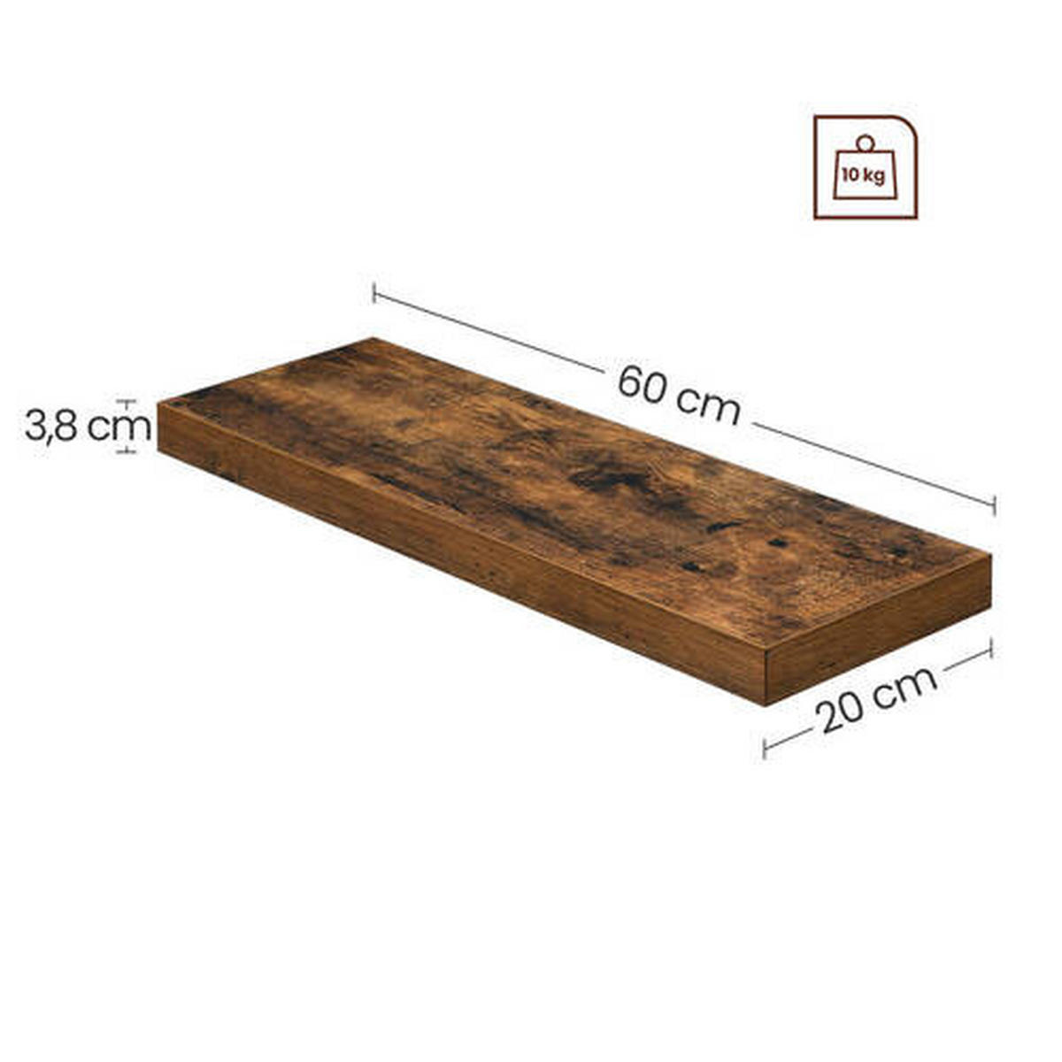 WANDREGAL Braun, Schwarz  - Schwarz/Braun, Basics, Holzwerkstoff (60/3,8/20cm) - Boxxx