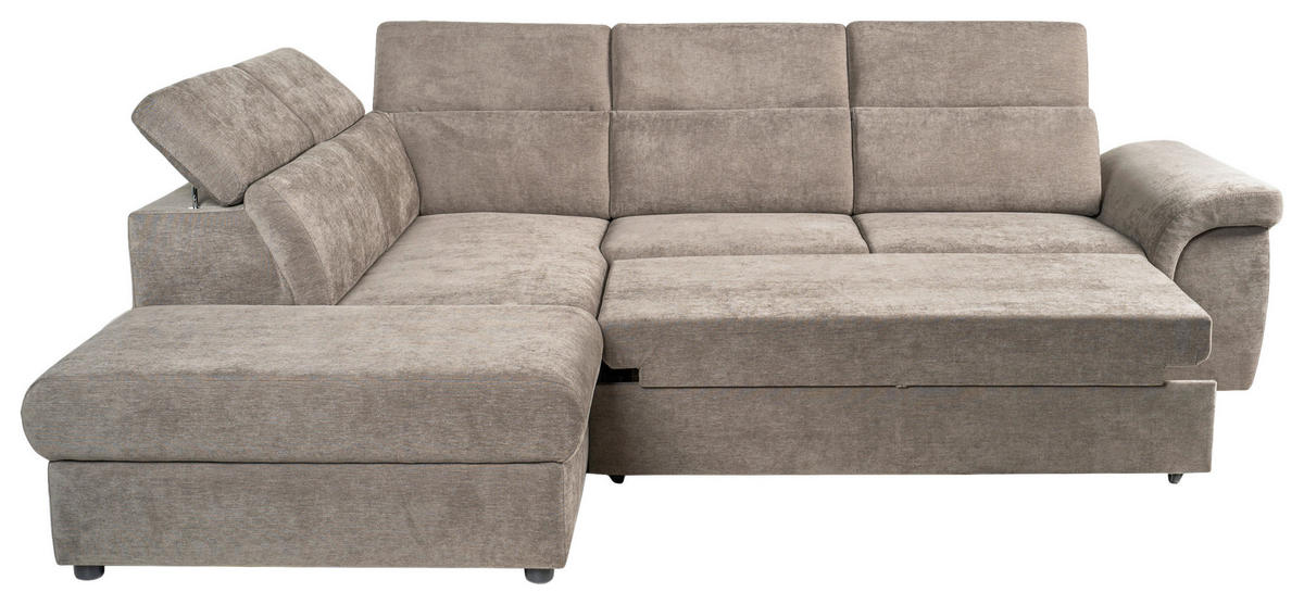 ECKSOFA Taupe Flachgewebe  - Taupe/Schwarz, KONVENTIONELL, Kunststoff/Textil (235/280cm) - Carryhome