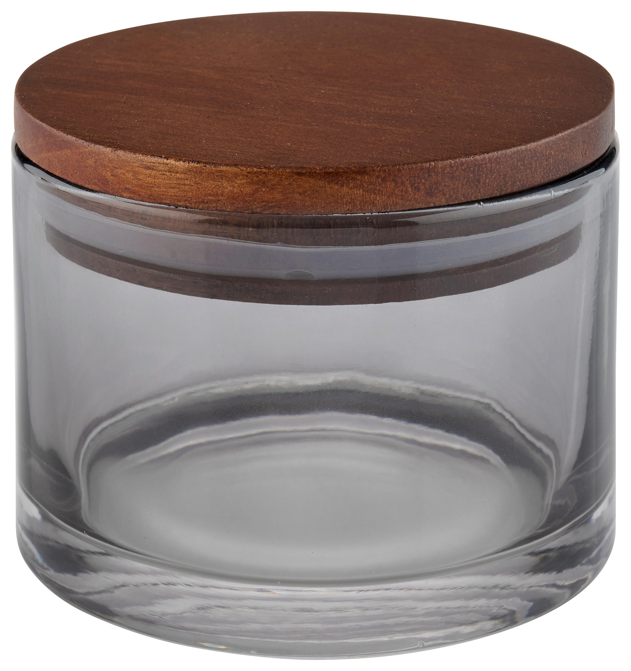 DÓZA NA VATOVÉ TAMPÓNY sivá, farba akácie - farba akácie/sivá, Basics, drevo/plast (9/6,7cm) - Homeware