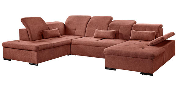 WOHNLANDSCHAFT  in Chenille Rostfarben  - Rostfarben/Grau, KONVENTIONELL, Kunststoff/Textil (188/340/240cm) - Carryhome