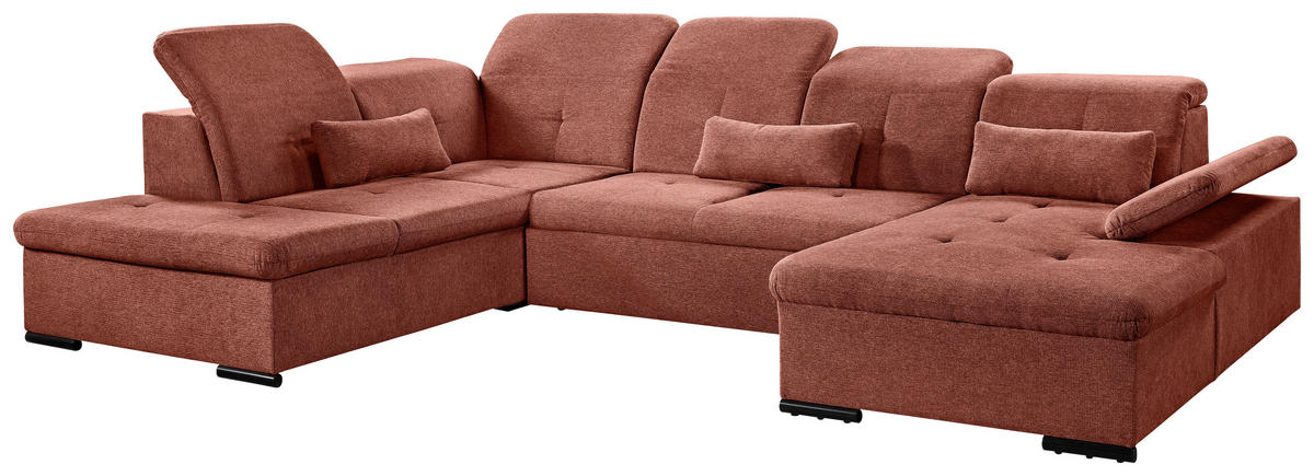 WOHNLANDSCHAFT Rostfarben Chenille  - Rostfarben/Grau, KONVENTIONELL, Kunststoff/Textil (188/340/240cm) - Carryhome