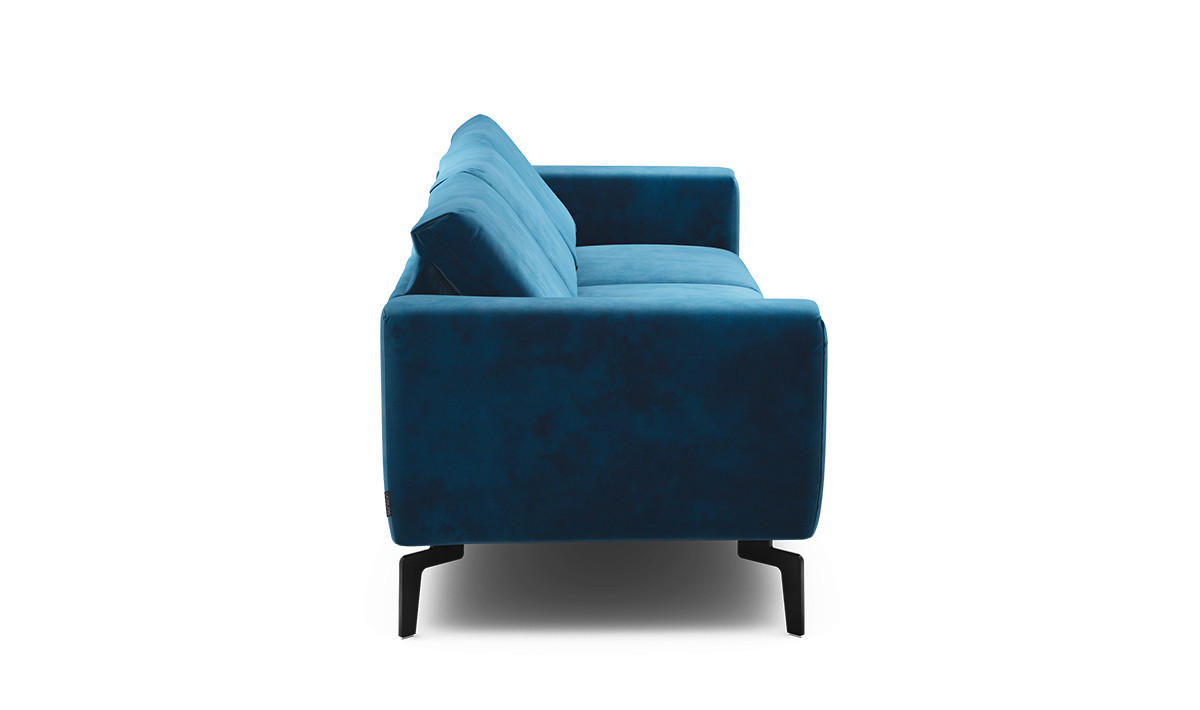 3-SITZER-SOFA Samt Blau  - Blau/Schwarz, Design, Textil/Metall (250/86/86-94cm) - SENSOO