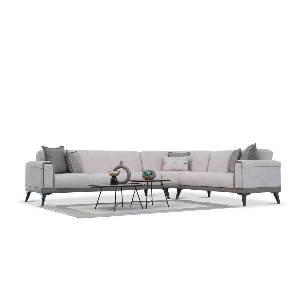 Thumbnail - Livetastic Ecksofa, Grau, Textil, Buche, massiv, 6-Sitzer, Füllung: Schaumstoffflocken,Schaumstoffflocken,Schaumstoffflo...