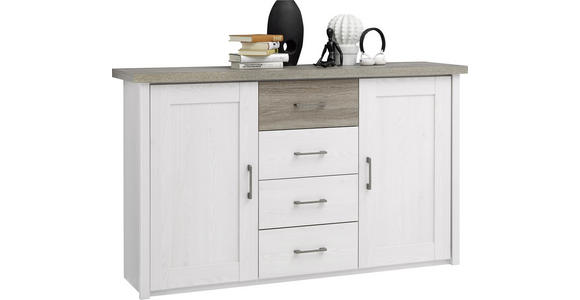 SIDEBOARD Weiß, Eichefarben  - Eichefarben/Weiß, Design, Holzwerkstoff/Metall (150/90/42cm) - Carryhome