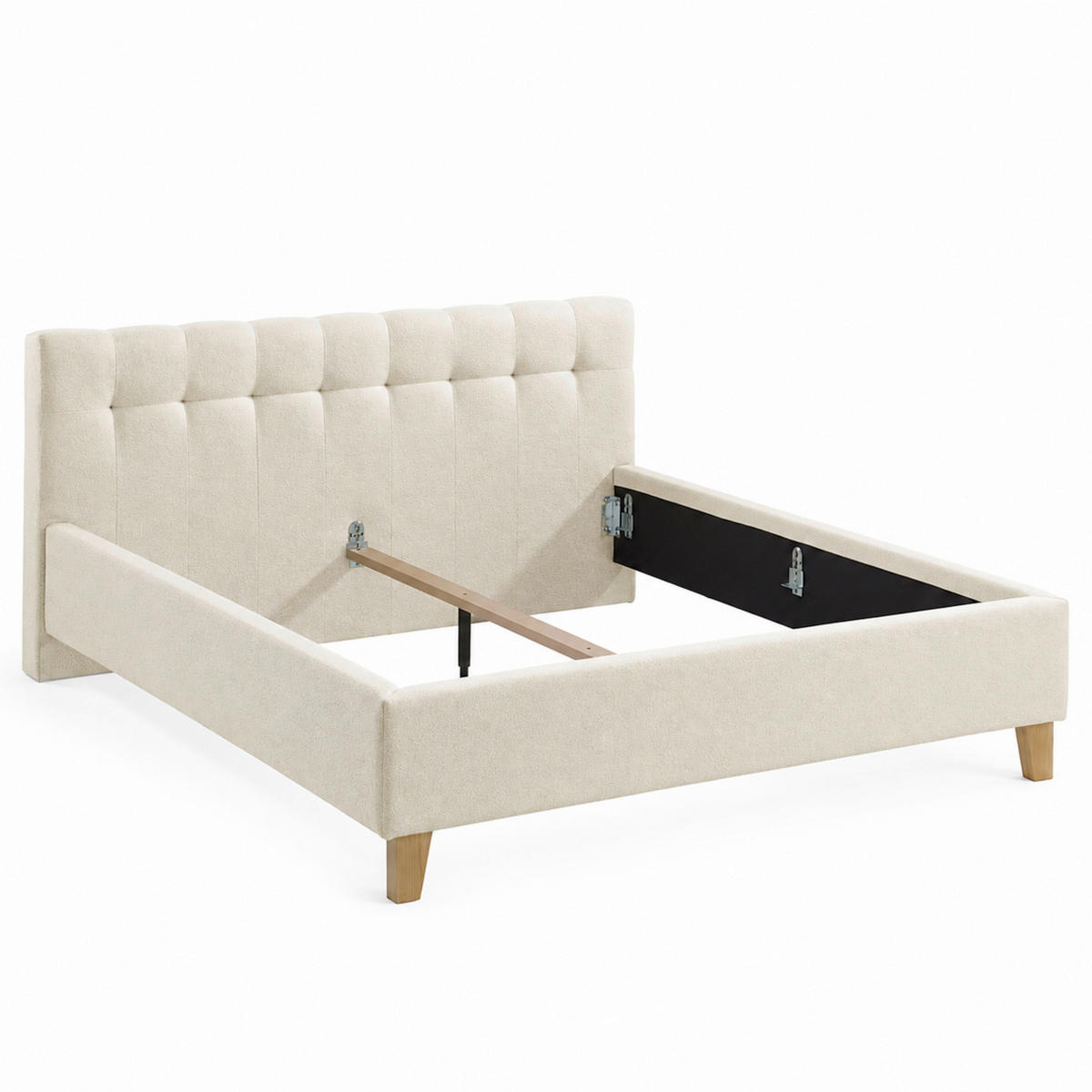 POLSTERBETT 200/200 cm,  in Creme,  - Eichefarben/Creme, MODERN, Holz/Textil (200/200cm) - MID.YOU