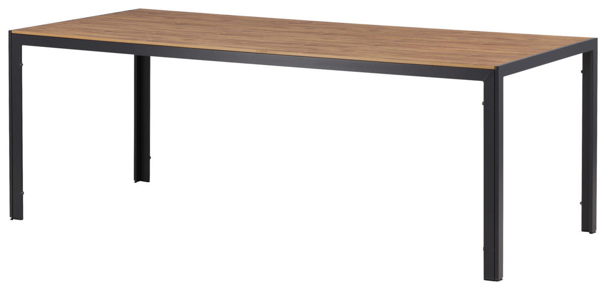 GARTENTISCH 205/90/74 cm  - Schwarz/Naturfarben, KONVENTIONELL, Holz/Metall (205/90/74cm) - Gardenson