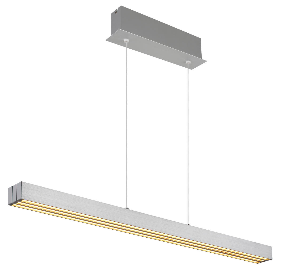 LED-HÄNGELEUCHTE 95-150/7,5/80-150 cm    - Opal/Alufarben, Design, Kunststoff/Metall (95-150/7,5/80-150cm) - Globo