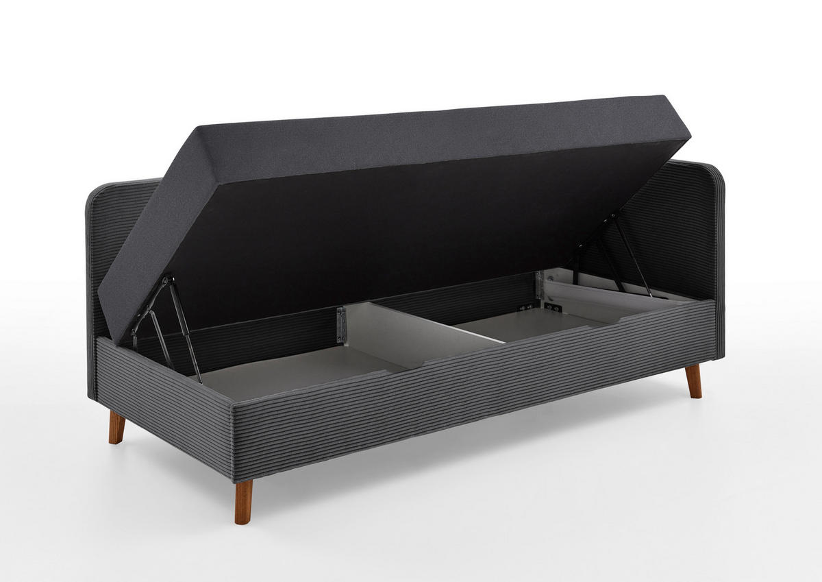 LIEGE Cord Grau  - Eichefarben/Grau, Design, Holz/Textil (90/200cm) - home24