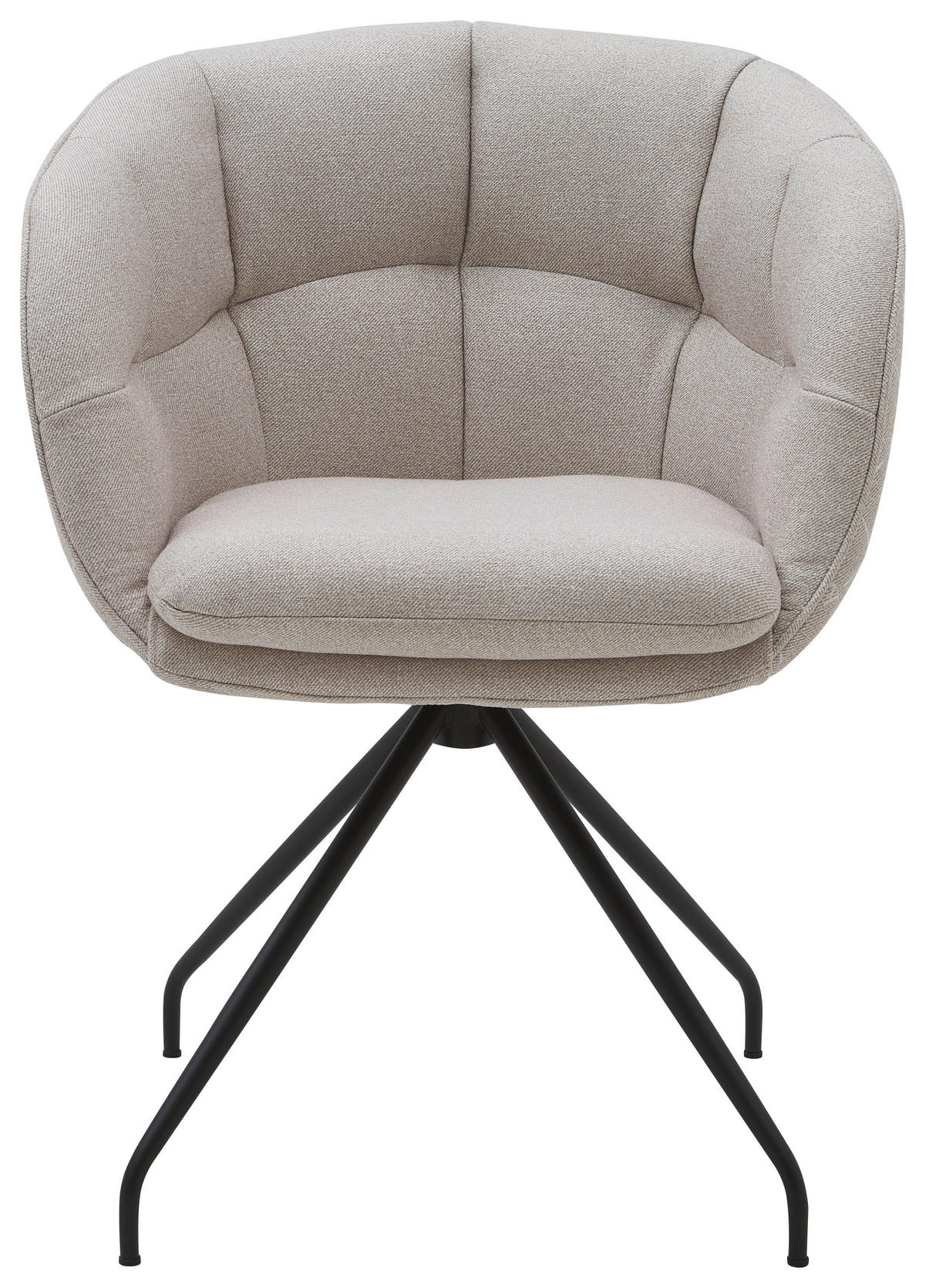 ARMLEHNSTUHL  Sitzfläche 360° drehbar, Gestellauswahl, automatische Rückholfunktion, ergonomische Rückenlehne, Stoff-/Lederauswahl Jacquard  Sandfarben  - Sandfarben/Schwarz, Design, Textil/Metall (62/81/63cm) - Dieter Knoll
