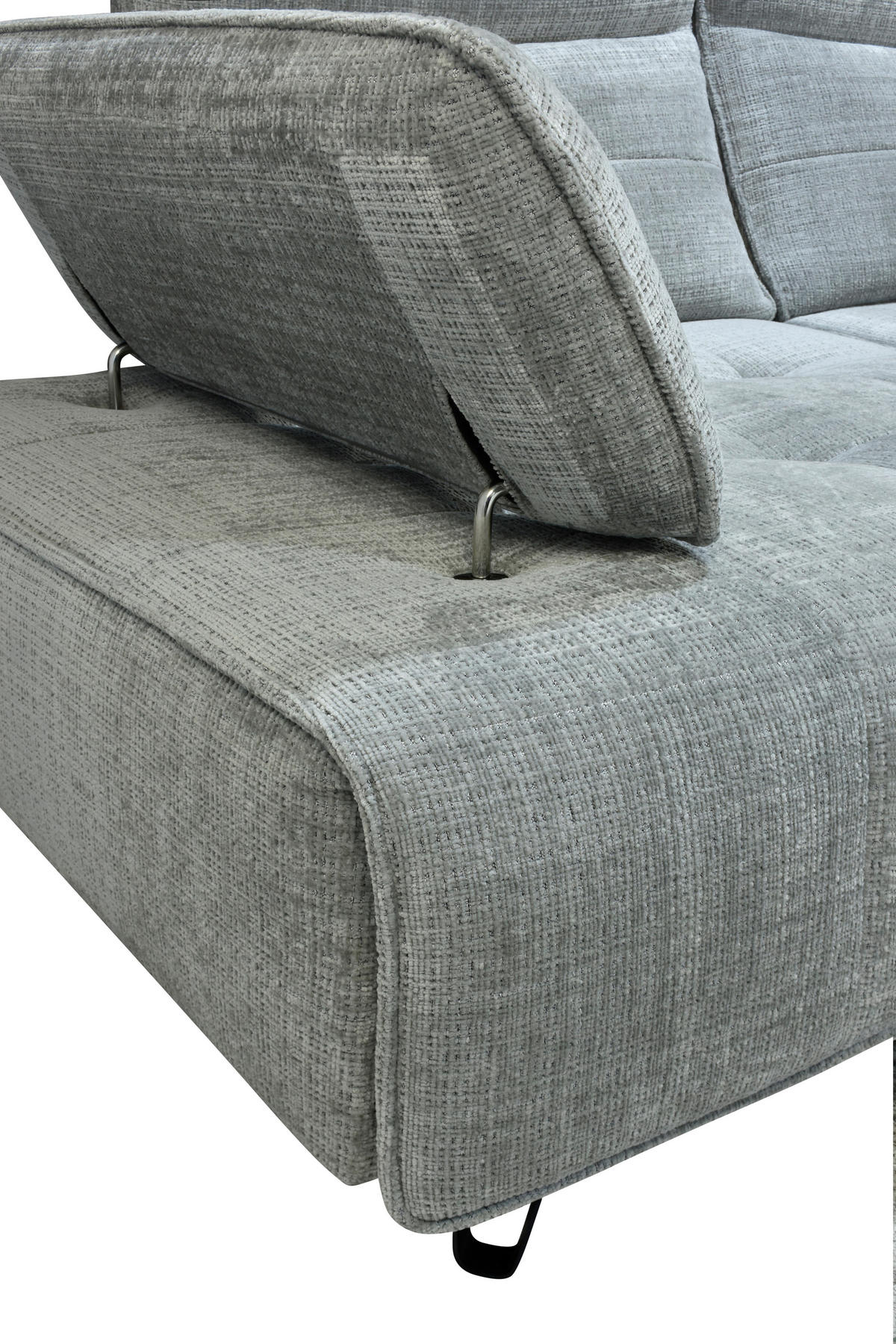 ECKSOFA Hellgrau Chenille  - Hellgrau/Schwarz, Design, Kunststoff/Textil (314/162cm) - Livetastic