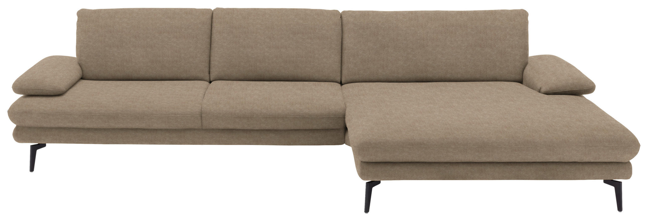 ECKSOFA in Velours Hellbraun  - Hellbraun/Schwarz, Design, Textil/Metall (310/180cm) - Dieter Knoll