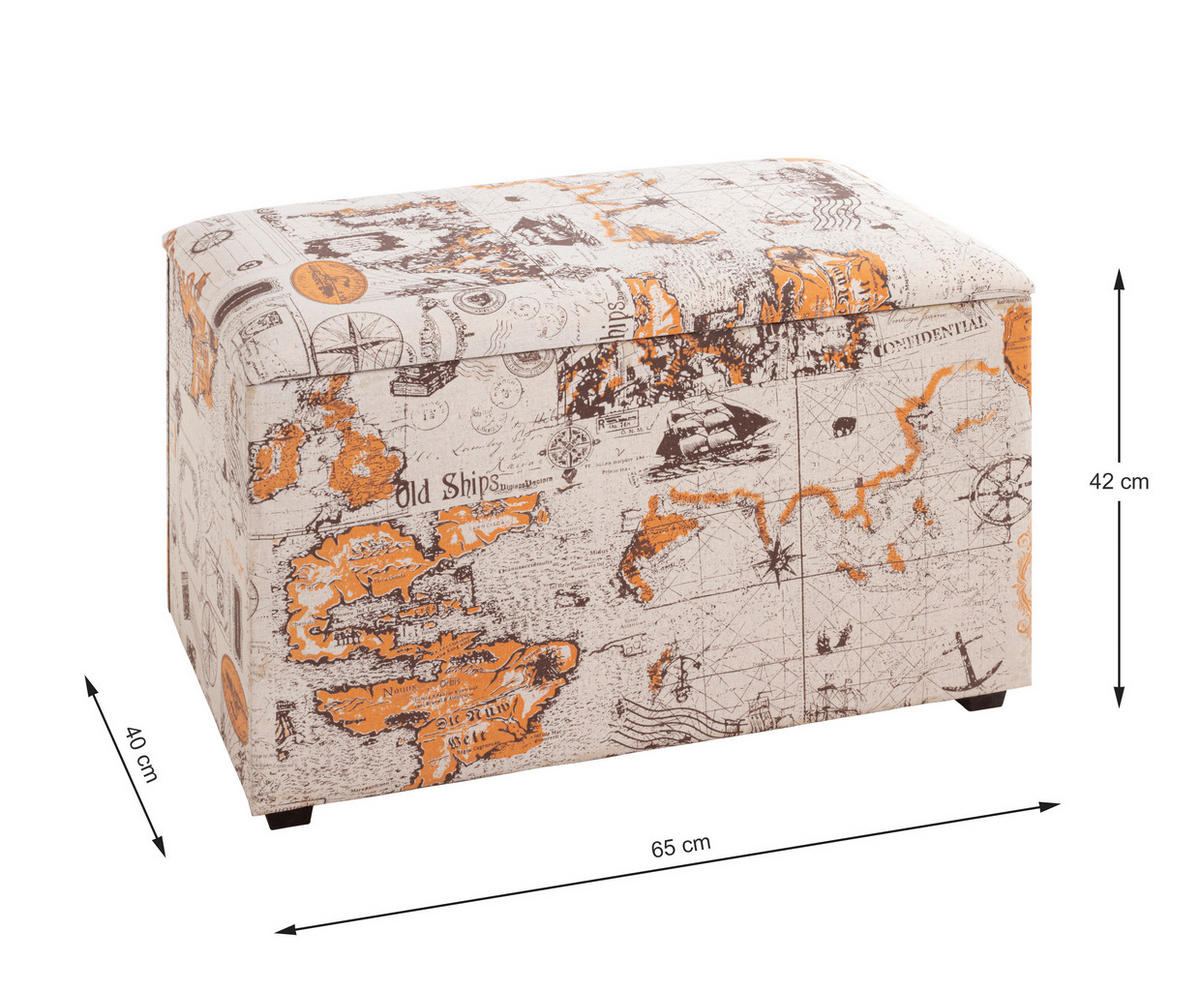 TRUHLOVÁ LAVICE, textil, kompozitní dřevo, 65/42/40 cm - vícebarevná, Basics, kompozitní dřevo/textil (65/42/40cm) - Carryhome