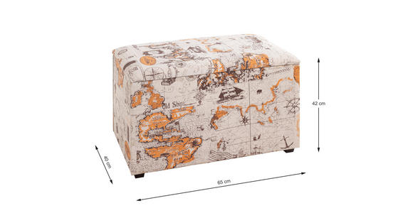 TRUHENBANK in Textil, Holzwerkstoff 65/42/40 cm - Multicolor, Basics, Holzwerkstoff/Textil (65/42/40cm) - Carryhome