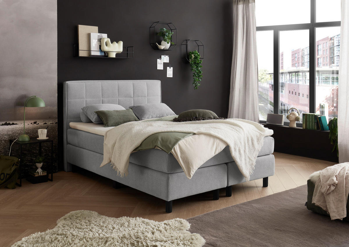 BOXBETT 140/200 cm,  in Hellgrau,  {item.attr('349-543‘),[, ]}{item.attr('328-587‘),[ ]} - Hellgrau, MODERN, Holzwerkstoff/Kunststoff (140/200cm) - MID.YOU