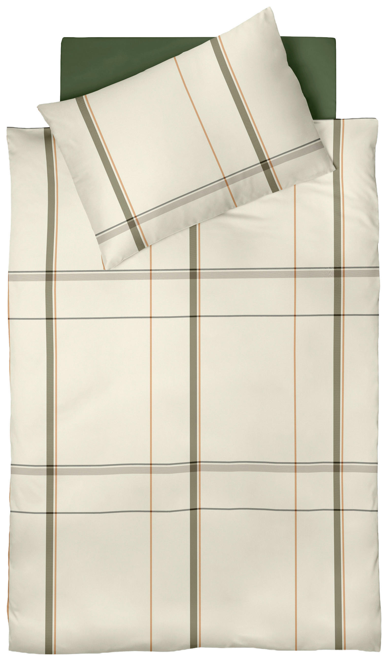 ÁGYNEMŰHUZAT-GARNITÚRA 140/200 cm  - sötétnarancs/olívazöld, Basics, textil (140/200cm) - Fleuresse