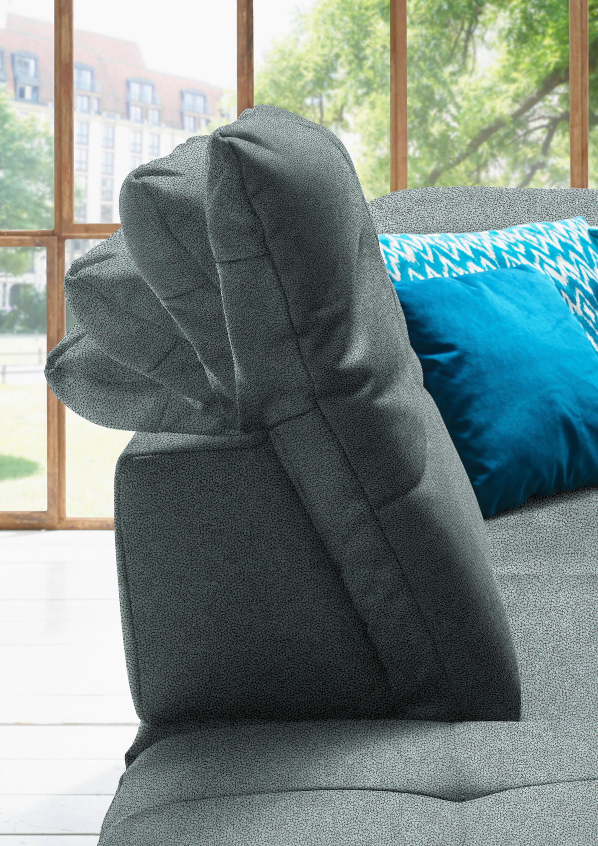 WOHNLANDSCHAFT  in Mikrofaser Blaugrau  - Chromfarben/Blaugrau, Design, Holzwerkstoff/Textil (260/371/195cm) - Beldomo Style