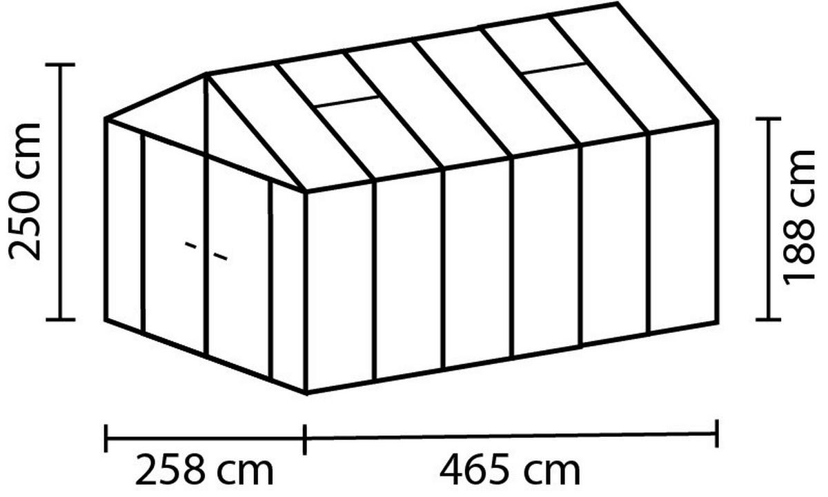 GEWÄCHSHAUSBAUSATZ - Alufarben, Basics, Kunststoff/Metall (258,4/250,4/465,2cm)